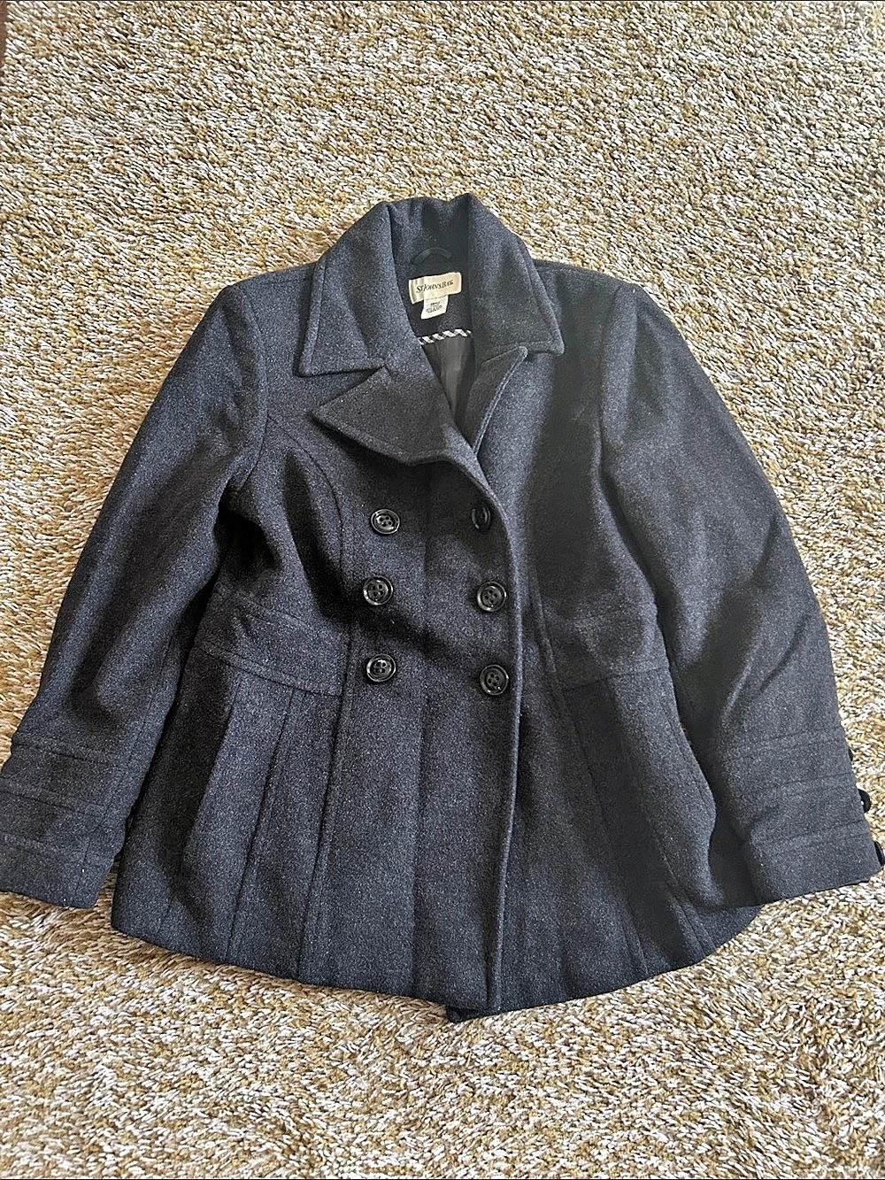 St. John'Small Bay Double Breasted Pea Coat in Black Size Small